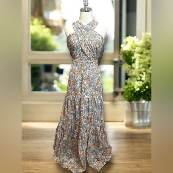 Veronica Beard Florencia $798 100% Silk Floral Maxi Size 12 - Picture 15 of 16